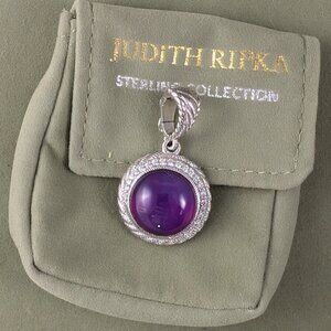 Judith Ripka 925 Sterling Silver Purple Pendant Bezel for Necklace